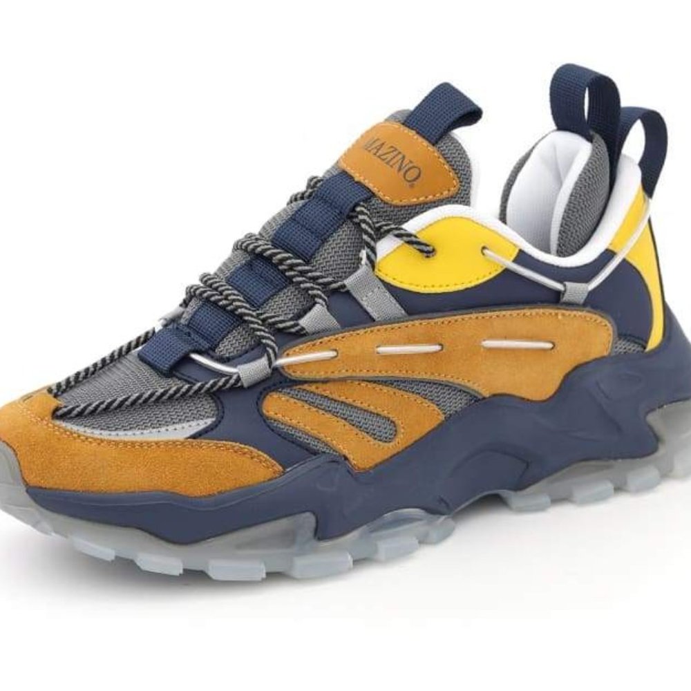 Mazino Sneakers Cognac Navy and Yellow Men's Size 15
